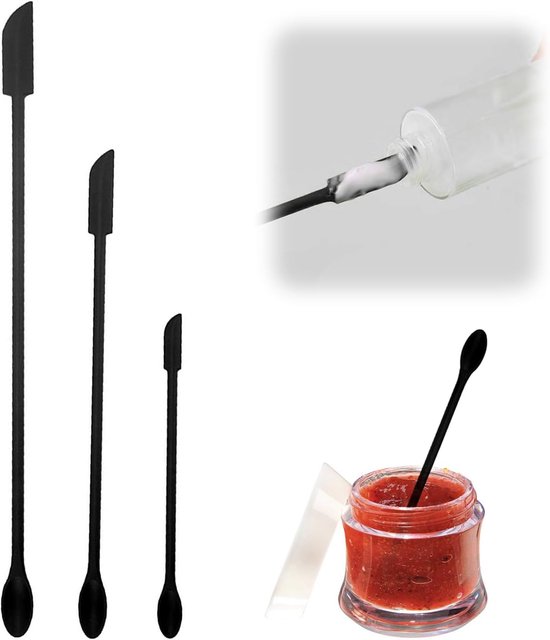 Spatels, kleine siliconen lepel, spatel, glazen spatel, beauty-spatel, cosmeticaspatel, lange handgreep, siliconen lotionroerder voor cosmetica, smalle flessen, schoonheid