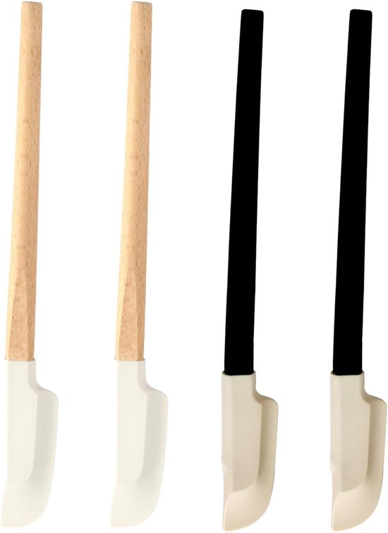 Spatels met houten handvat, professionele spatel, hittebestendig en antiaanbaklaag, kleine spatels voor deeg, gebak, jammengsel