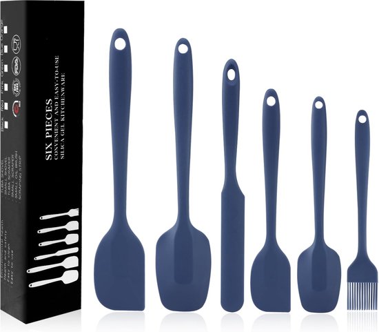 Spatels Met Roestvrij Stalen Kern - Hittebestendig Keukengerei Anti-aanbak voor Koken, Bakken en Mixen - Puur Donkerblauw