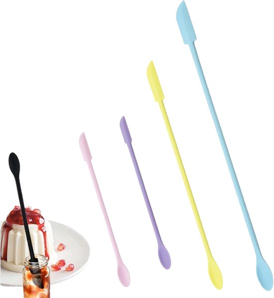 Spatels, Multifunctionele Herbruikbare Kleine Rubber Make-up Lange Lepel, voor Keuken Voedsel Bakken Koken Beauty Make-up Cosmetica Lotion Resin Handgemaakte Palet (Roze Groen