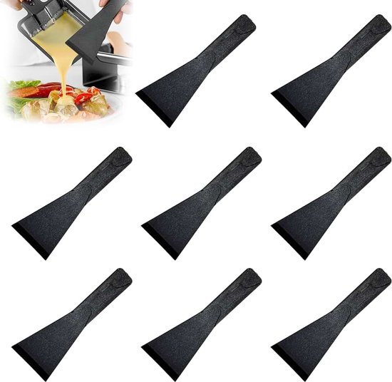 Spatels, raclette-schuiver, racletteschraper kunststof, gourmet-accessoires, gourmet planken en fondue, keukengerei voor pannen en braadpannen, robuust en hittebestendig