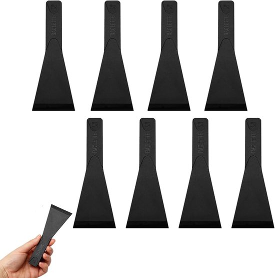 Spatels, robuuste raclettespatel, racletteschuiver, anti-aanbak, raclette-schuiver voor kaas, racletteschraper, kunststof raclettes, spatel voor fondue en meer, zwart