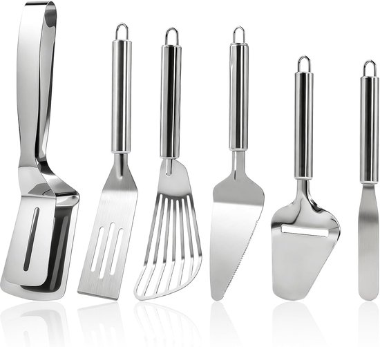 Spatels roestvrij staal, klein, kaasschaaf, robuust, spatel sleuf keuken, taartspatel om glad te maken, taartschep roestvrij staal, kooktang voor vis, steak, omeletten, crêpes
