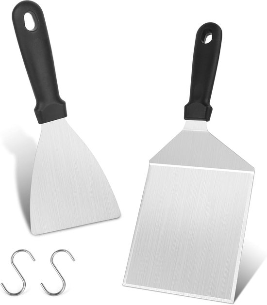 Spatels, roestvrij staal met ABS-kunststof handgreep, ideale grillaccessoires voor Smash Burger, vaatwasmachinebestendig