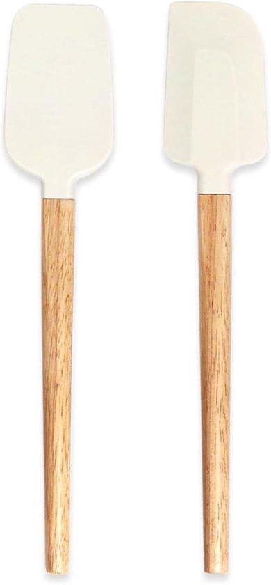 Spatels, siliconen deegschraper keuken, siliconen spatel met houten handvat, kleine smalle keukenlepel, siliconen schraper, klein, smal, voor bakken, mengen, koken