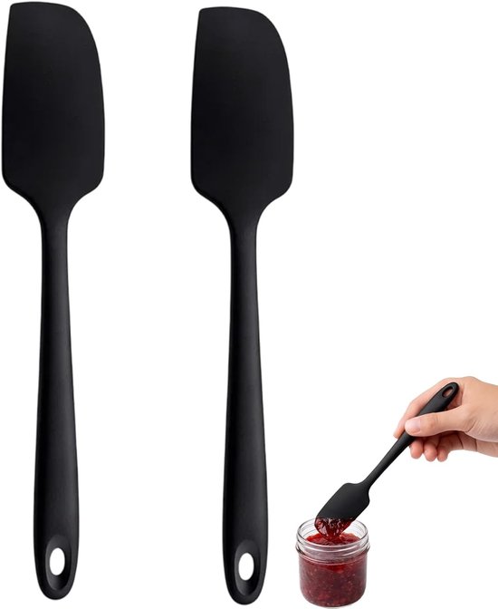 Spatels, siliconen kooklepel, hittebestendig en flexibel, siliconen spatel, accessoires voor bakken, koken en keukengerei (zwart)