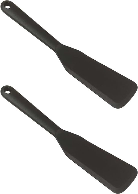 Spatels siliconen, spatel, kunststof, spatel, siliconen keukengerei, geschikt voor het koken van gerechten in de keuken (zwart)