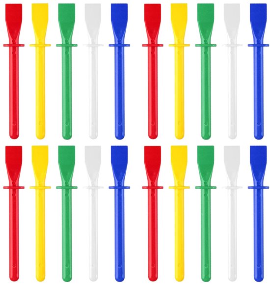 Spatels, spatels voor PVA-lijm, felgekleurde plastic spatels, applicator, knutselaccessoire voor tieners, voor kunst, knutselen, school, thuis, rood, geel, blauw, groen, wit