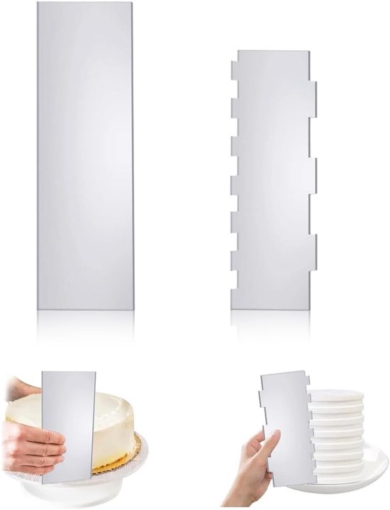 Spatels, taartschraper, 2-in-1 zijschraper, taartdecoratie, kam, voor verschillende vormen van kam, taartranden, voor glazuur, mousse, taartdecoratie, keuken, bakken, doe-het-zelf