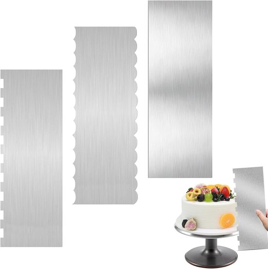 Spatels taartschraper roestvrij staal 22 x 8 cm zilver voor verschillende vormen van kam-taartranden, taartspatel taartschraper voor mousse botercrème taartdecoratie