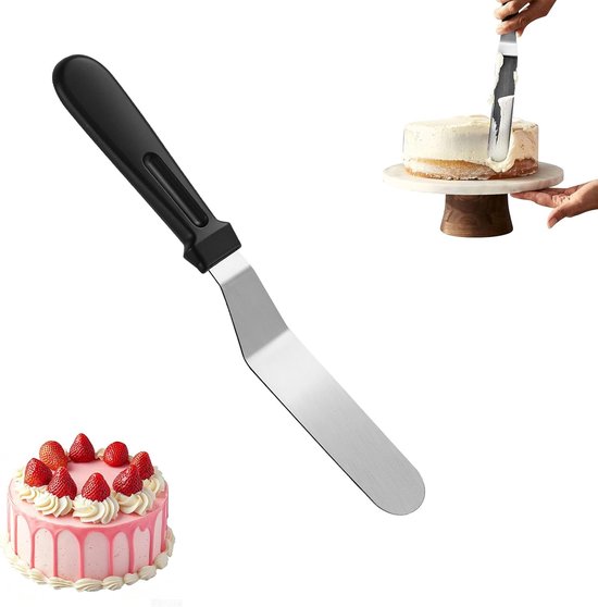 Spatels, Taartspatel voor bakken met 15 cm roestvrijstalen blad, schuine offset taartspatel, duurzaam plastic handvat, soepel spreidend paletmes voor taartdecoratie, gebak en bakken