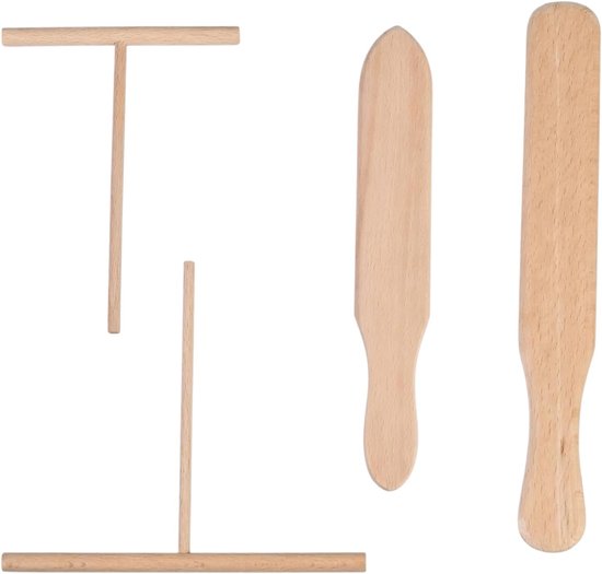 Spatels van hout, professionele pannenkoekenspatels, T-vormige pannenkoekenspatels, perfect voor pannenkoeken, geschikt voor pannen en pannenkoeken