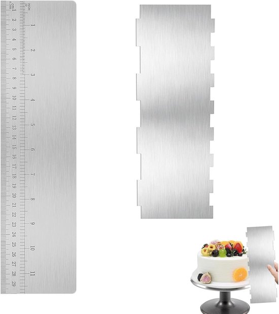 Spatels van roestvrij staal met 30cm schaal en 2-in-1 taartspatel voor gladstrijken voor verschillende vormen van kam-taartranden, taartuitstekers voor mousse, botercrème, taartdecoratie