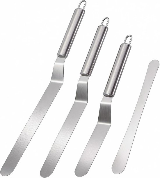 Spatels van roestvrij staal, professionele schuine spatels voor taarten, taarten, cupcakes en deeg, keukengerei en bakaccessoires