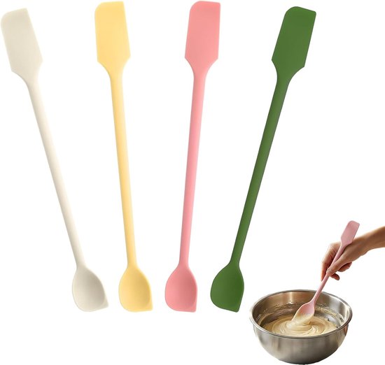 Spatels van siliconen, kleine mini-spatels van siliconen, kleine multifunctionele schraper, dubbelzijdig, herbruikbaar, voor keuken, cosmetica en glazen, deegschraper voor jam.