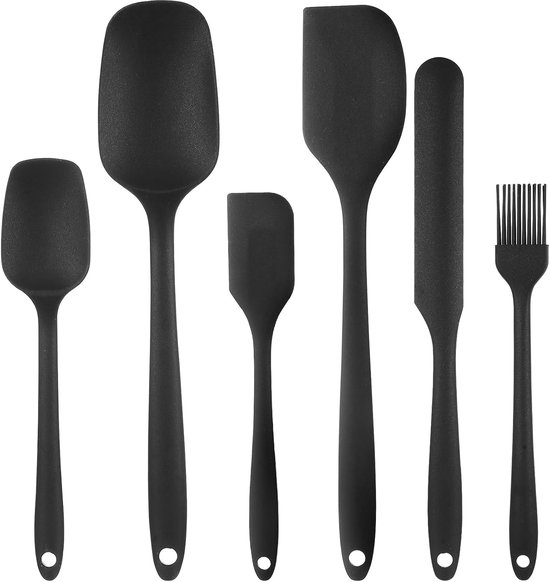 Spatels voor de keuken, taartspatels met antiaanbaklaag, hittebestendige keukenspatels, flexibele zwarte keukenaccessoires voor de keuken, mengen