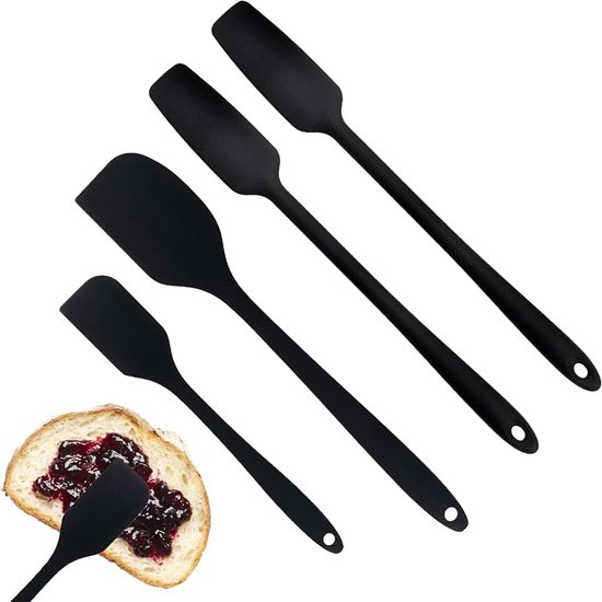 Spatels voor de keuken, van silicone, hittebestendig, met lange handgreep voor het schrapen van sauzen, koken, bakken en roeren