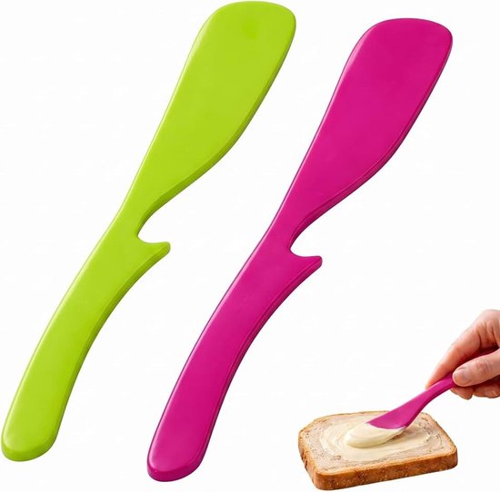 Spatels voor het verdelen van jam en boter, keukenschraper van hoogwaardig kunststof voor toast en gebak, praktisch en flexibel gebruiksvoorwerp (2 stuks)