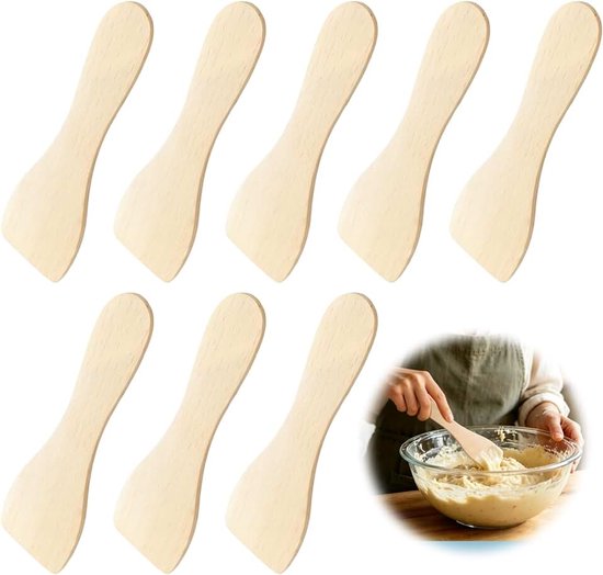 Spatels voor raclette, raclettespatels, set van hout, vaatwasmachinebestendig, racletteschraper voor raclette-pannetjes, 14 x 4,5 cm