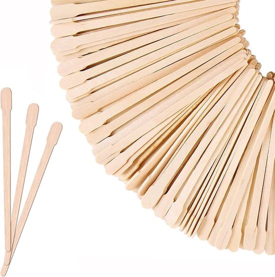Spatels, waxing, 8,8 cm, wenkbrauwspatel, houten spatel, afgeronde en gepolijste randen, voor het verwijderen van waxmaskers