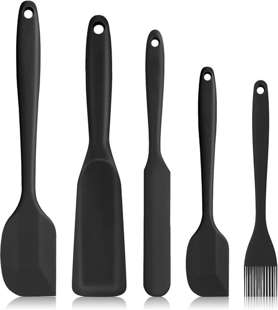 Spatels - Zwarte Keukenschraper, Hittebestendig, BPA-Vrij - Voor Keukenhulp, Pannenkoekenpan, Spiegeleipan