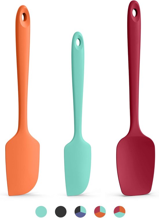 Spatelset, hittebestendige BPA-vrije komschrapers (600 °F), antiaanbaklaag, flexibele en naadloze bakbenodigdheden,vaatwasbestendig, mengschraapgerei (3 stuks, Multicolor 5)