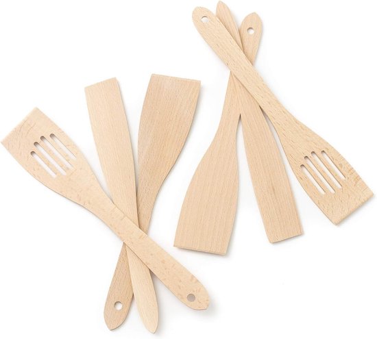 Spatelset Hout Beuk (6x Spatel 30 cm lengte)