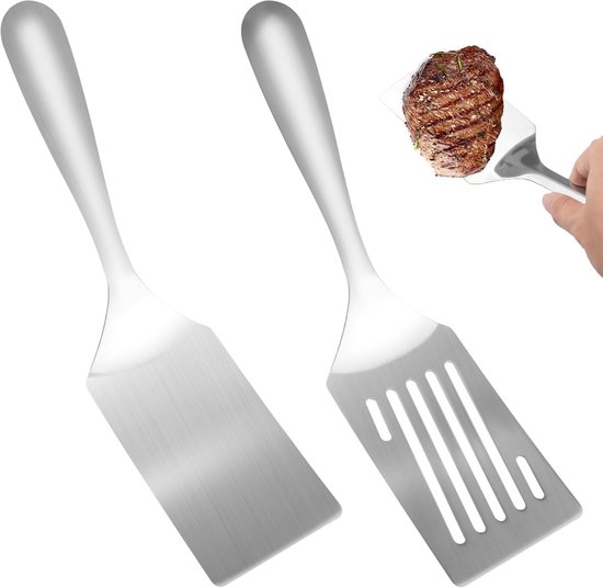 Spatelset met sleufspatel | Professionele roestvrijstalen spatelset voor keukengrill en serveren met duurzame kwaliteit