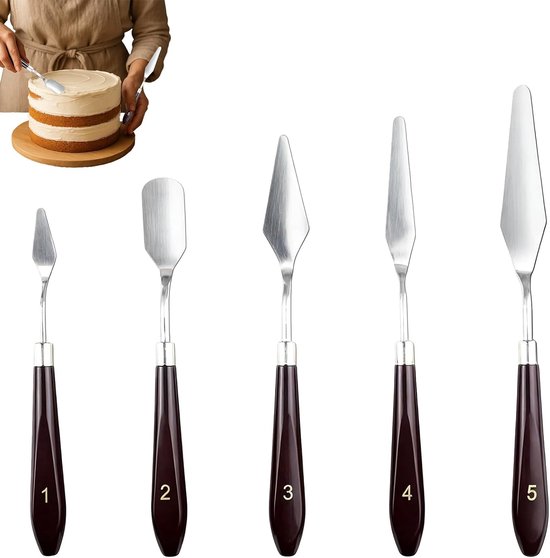 Spatelset, taartspatel, schuine spatel, geschikt voor taarten, gebak en boter