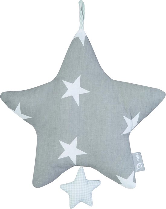 speeldoos 'Little Stars', baby inslaaphulp, textiel ster wasbaar, babykamer decoratie grijs/wit Little Stars grijs