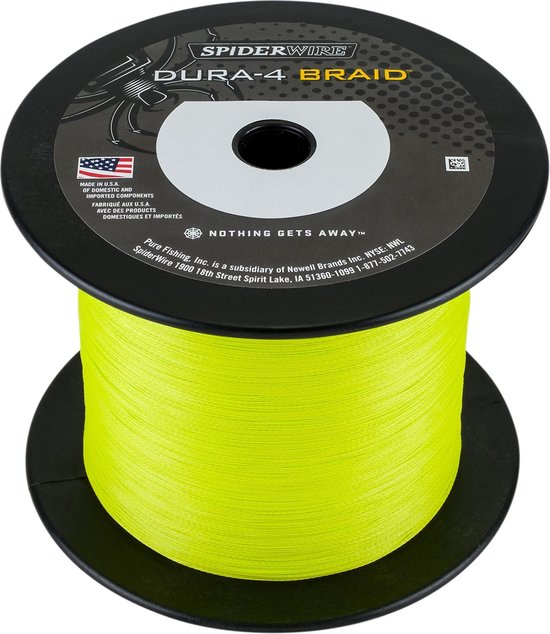 Spiderwire Dura 4 Braid | Hi-Vis Yellow | 0.12mm | 1800m van Spiderwire