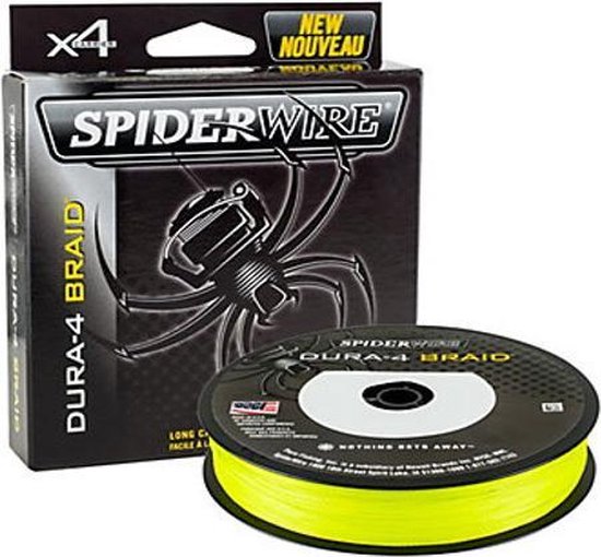 Spiderwire dura-4 braid | Vislijn geel | 0.10mm | 9,1kg trekkracht | Gevlochten lijn | 300 meter van Merkloos
