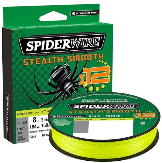 Spiderwire Smooth 12 Vislijn 0.07mm 150m Geel - Sterk & Glad van Spiderwire