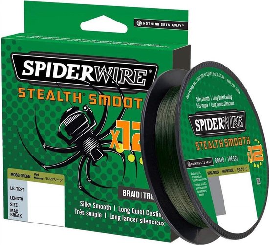 Spiderwire Stealth Smooth 12 Braid -Moss Green - 0.07mm  - 6.0kg - 150m - Groen van Spiderwire