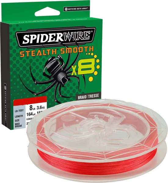 SpiderWire Stealth Smooth 8 - Code Red - 6.0kg - 0.07mm - 150m - Rood van Spiderwire