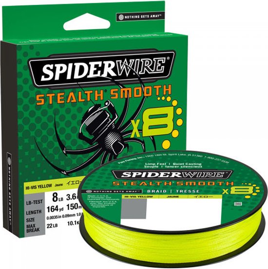 Spiderwire Stealth Smooth8 - Hi-Vis Yellow (150m) van Spiderwire