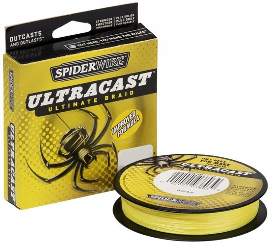 SpiderWire UltraCast - Hi Vis Yellow - Gevlochten Lijn - Vislijn - Visdraad - 0.12mm 9.10kg 110m
