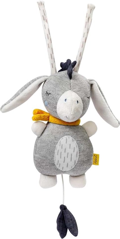 Spieluhr Baby Einschlafhilfe Esel – Kuscheltier mit sanfter Melodie "Brahms Wiegenlied" aus Baumwolle – Babyspielzeug für Unterwegs und Zuhause – Musikspielzeug für Babys und Kinder