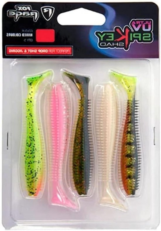 Spikey Shad Rubberen Vissen - Zacht Kunstaas - Roofvissen Vangen - Microvibraties Door Spikes - 12 cm - UV Gemengde Kleuren
