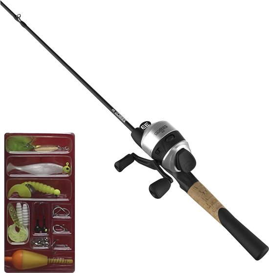 Spincast haspel 5 voet 6 inch - 2-delige hengelcombo van duurzame glasvezel met Quickset anti-omgekeerde vismolen - bijtwaarschuwing van Zebco