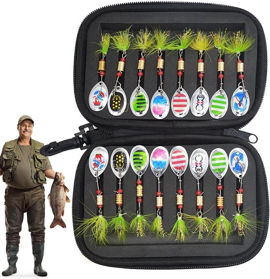 Spinner-aas, basspinner-aas, 16 x klein baars-visaas, visaas, spinnerbait, visaas, lepelaas, spinnerbait jigs voor baars-zalmforel van Spinner