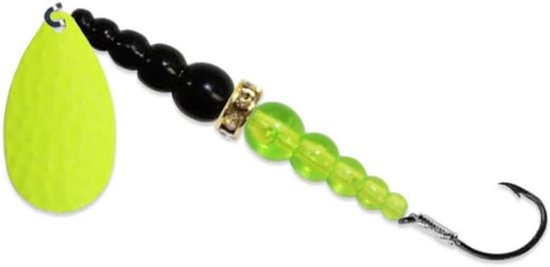 Spinner Aas - Forel Lokaas - Vissen Op Forel - Met Strass Diamanten - 48 Inch Loodlijn - Chartreuse Zwart