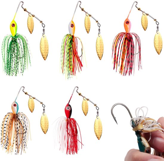 Spinnerbait - 5 Stuks - 17g - Roofvissen - Ultralicht Roofvis Kunstaas - Met Blinkertjes - Visaas - Voor Snoek, Baars, Snoekbaars & Roofvis - Vis accessoires set - Hengelsport - Vissen