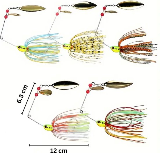 Spinnerbait Set 5 Stuks (17g) - Multicolor Kunstaas Roofvis - Catch: Snoek, Baars, Snoekbaars van Panthera saxo