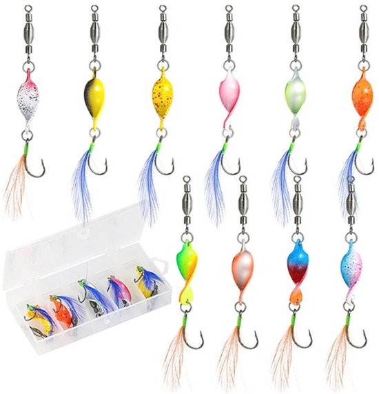 Spinners 360° draaibaar - Veelkleurig kunstaas - Spiraalvormig design - Hoogwaardig messing - Set van 10 visaas - Lage weerstand