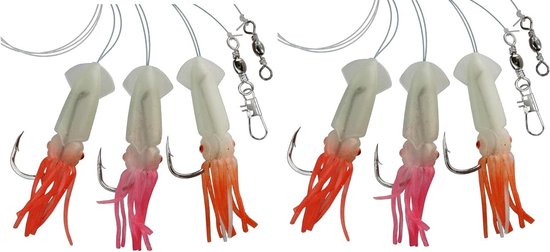 Spinning Fans Set - Octopus Lures - Vissen Op Zee - Lichtgevende Armen - 145 cm Lengte - Transparant