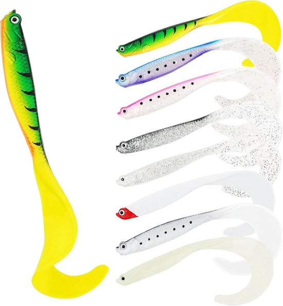 Spinning Fishing Bait, Rubber Vissen, Zachte Aas met Loodkop Haak voor Zeebaars, Snoek en Forel, Ideaal voor Zoet- en Zoutwater Visserij