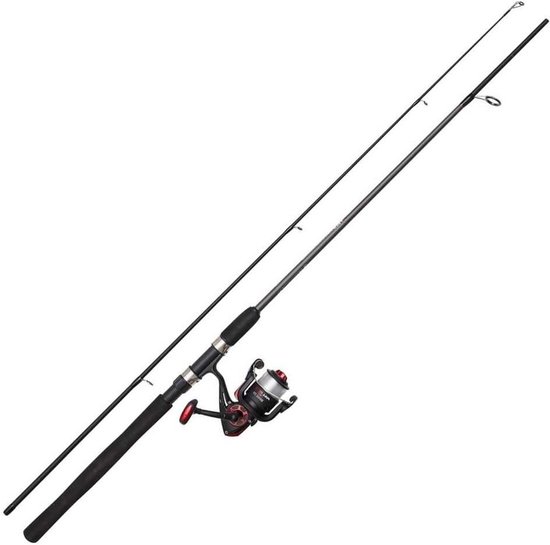 Spinning Hengel - Visuitrusting Set - Zoetwater Vissen - Glasvezel Blank Constructie - 1.80 Meter - Zwart Grijs
