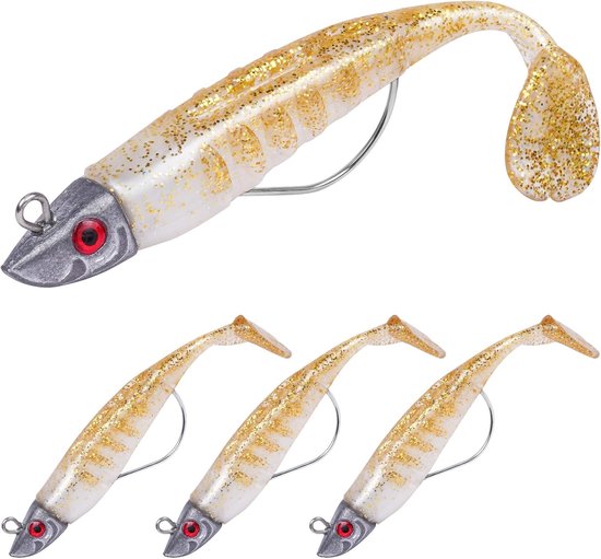 Spinning Vis Aas van Rubber met Loodkop Haak, Perfect voor Zeebaars, Snoek en Forel, Ideaal voor Zoet- en Zoutwater Visserij