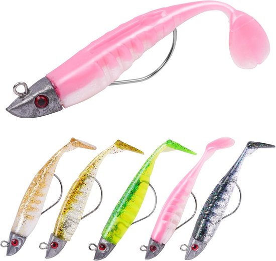 Spinning Vis Aas van Rubber, Zachte Vissen met Loodkop Haak, Perfect voor Snoek, Forel en Zeebaars, Ideaal Vissersmateriaal voor Zout- en Zoetwater
